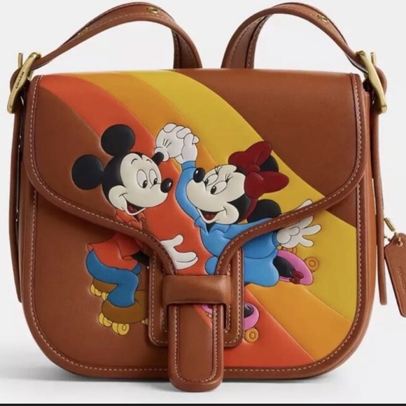 Disney COACH Brown Leather Crossbody Bag Mickey Minnie NEW no tags. Never used